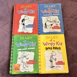 Diary of a Wimpy Kid 4-Book Set (Red, Blue, Green, Yellow) by Jeff Kinney